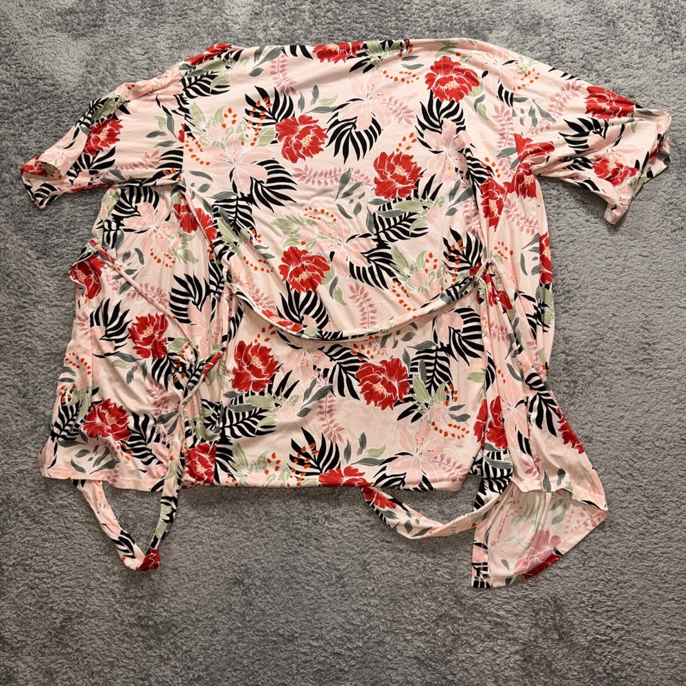 Flora by Flora Nikrooz Pajama Set Large Pink Tropical Floral 3 Piece Tank Shorts - Picture 7 of 10